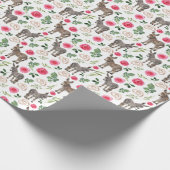 ロバとピンクのバラの結婚式ギフト包装紙 ラッピングペーパー (角)