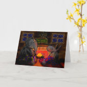 ロバと象が燃える火のそばで カード (黄色い花)