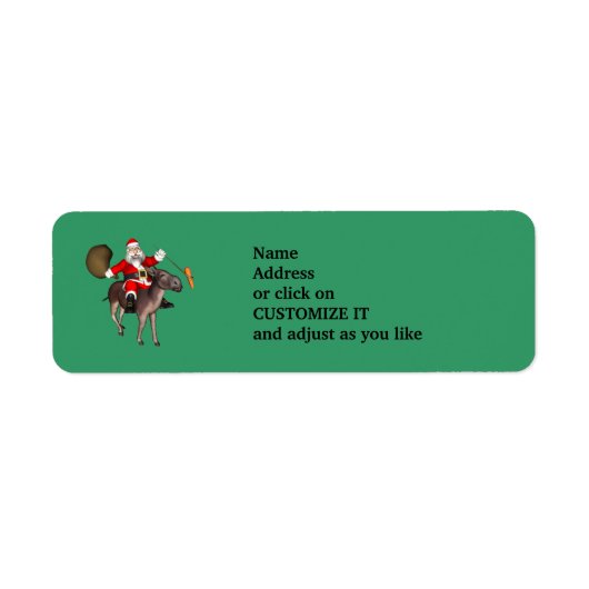 ロバに乗ったサンタクロース ラベル (正面)