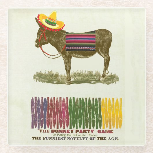 ロバに尾を付ける ガラスコースター (正面)