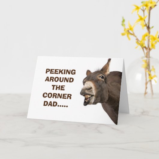 ロバのまわりにのお父さんの日のユーモア カード (黄色い花)