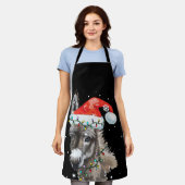 ロバのクリスマスカラーライトサンタハットロバ エプロン (着用した状態)