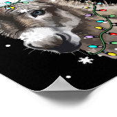 ロバのクリスマスカラーライトサンタハットロバ ポスター (角)