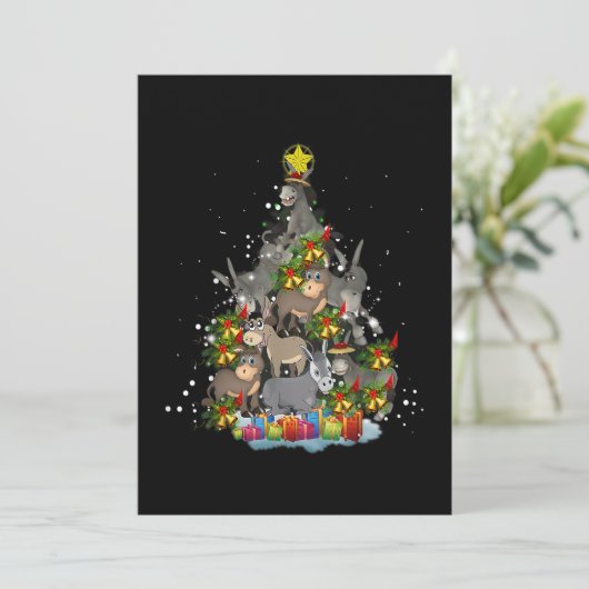 ロバのクリスマスツリーおもしろいロバの恋人のギフトXma シーズンカード (スタンド正面)