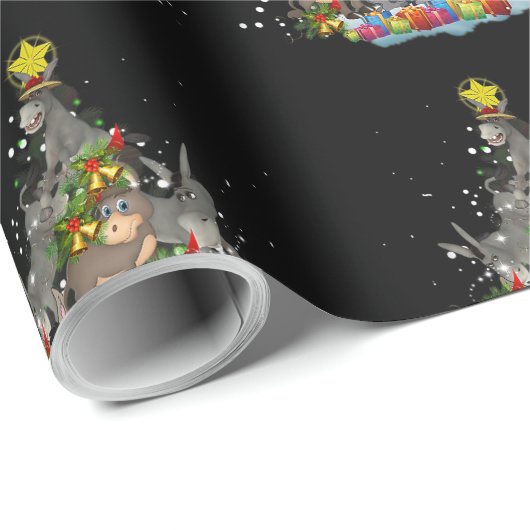 ロバのクリスマスツリーおもしろいロバの恋人のギフトXma ラッピングペーパー (ロールコーナー)