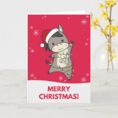 ロバのクリスマスロバ冬の動物カード カード (黄色い花)