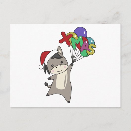ロバのクリスマスロバ冬の動物 ポストカード (正面)