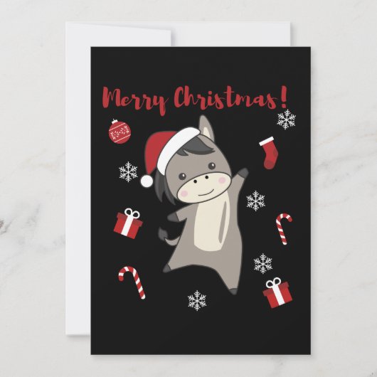 ロバのクリスマス ロバの冬の動物 シーズンカード (正面)