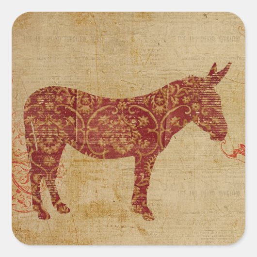 ロバのシルエットシール スクエアシール (正面)