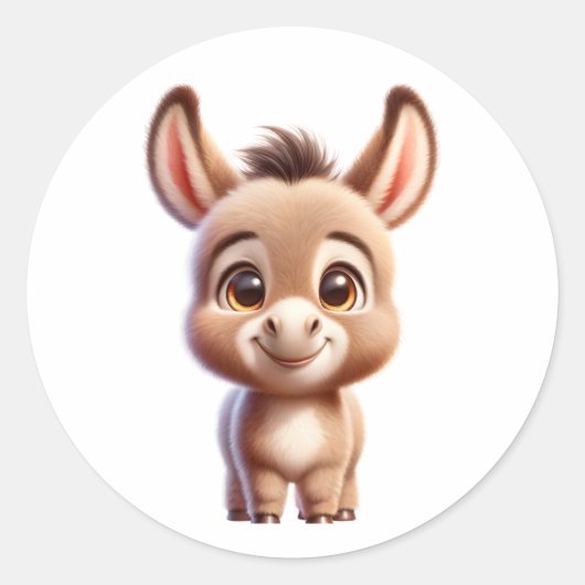 ロバのステッカー ラウンドシール (正面)