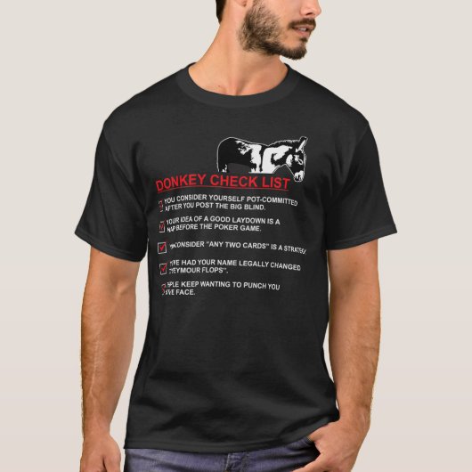 ロバのチェックリストポーカート Tシャツ (正面)