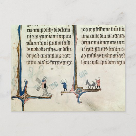 ロバのバッグを運運転する男 ポストカード (正面)