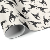 ロバのヘッドブロックプリント白黒 ラッピングペーパー (ロールコーナー)