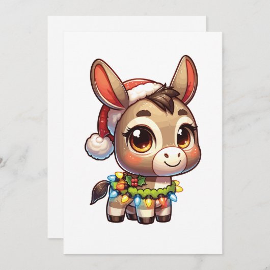 ロバのメリークリスマス冬の動物かわいいロバ シーズンカード (正面/裏面)