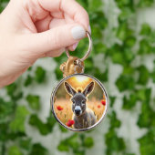 ロバの夏の調和農村風景アート キーホルダー (手)