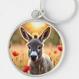 ロバの夏の調和農村風景アート キーホルダー