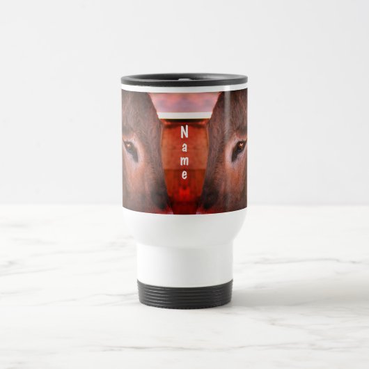 ロバの考えパーソナライズされた動物 トラベルマグ (中央)
