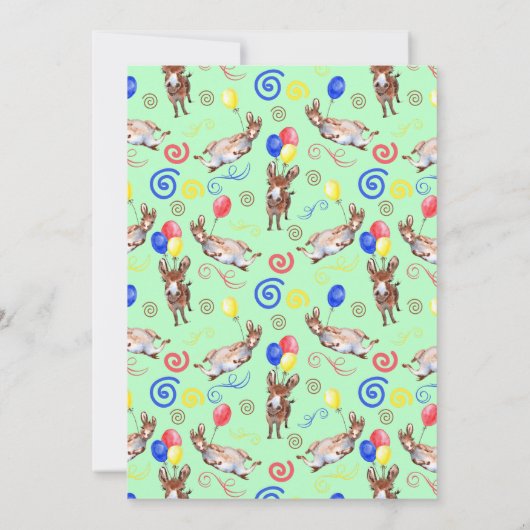 ロバの誕生日パーティー招待状 グリーン 招待状 (裏面)