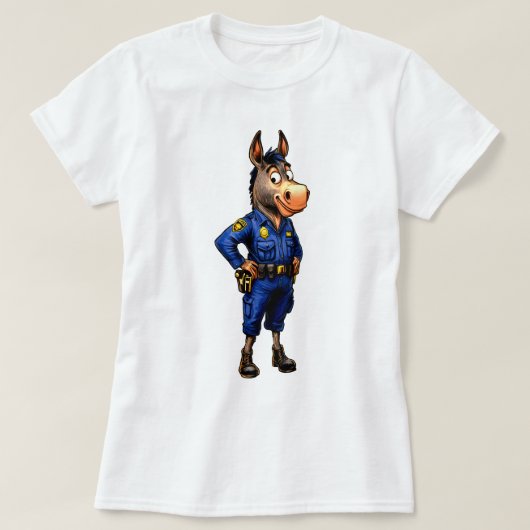 ロバの警察官 Tシャツ (デザイン正面)