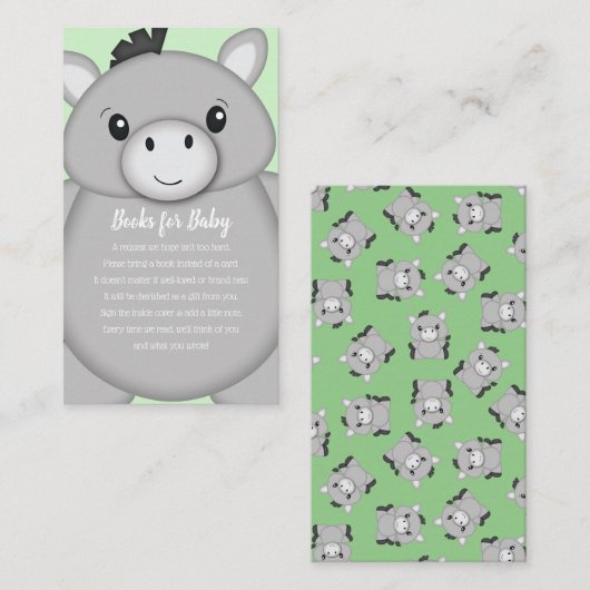 ロバの赤ちゃんシャワーグリーン エンクロージャーカード (正面/裏面)