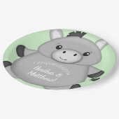 ロバの赤ちゃんシャワーグリーン ペーパープレート (アングル)