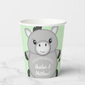 ロバの赤ちゃんシャワーグリーン 紙コップ (裏面)