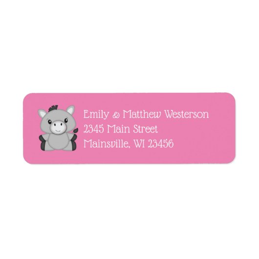 ロバの赤ちゃんシャワーピンク ラベル (正面)