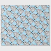 ロバの赤ちゃんシャワーブルー ラッピングペーパー (フラット)