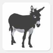 ロバはっきりしたーシルエットファーム動物 スクエアシール (正面)