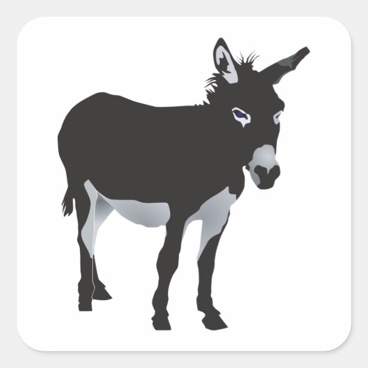 ロバはっきりしたーシルエットファーム動物 スクエアシール (正面)