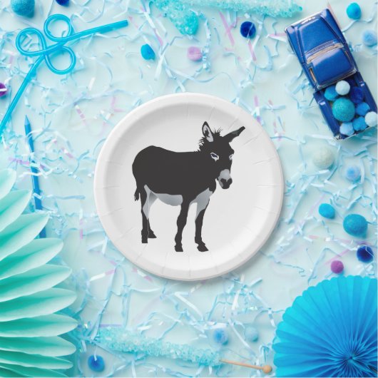 ロバはっきりしたーシルエットファーム動物 ペーパープレート (パーティー)