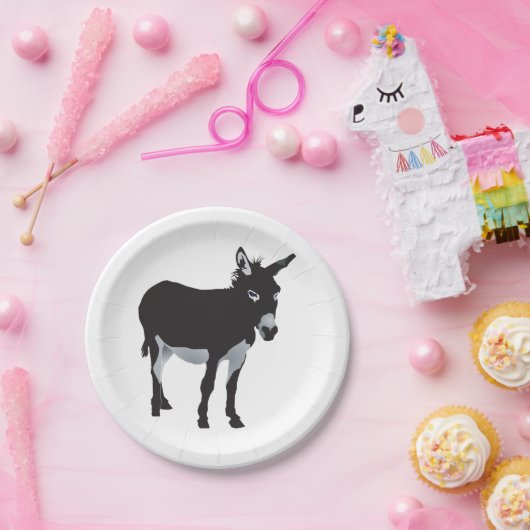 ロバはっきりしたーシルエットファーム動物 ペーパープレート (パーティー)