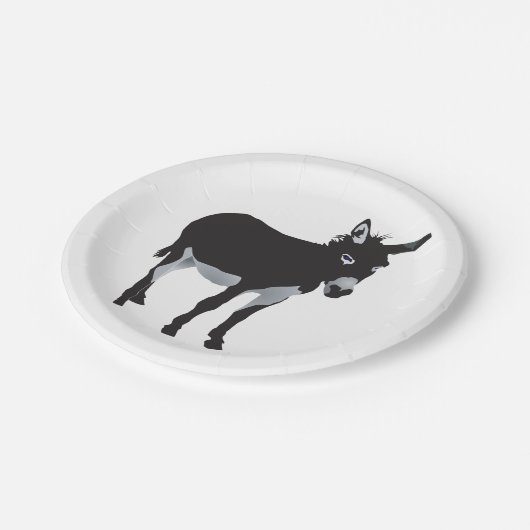 ロバはっきりしたーシルエットファーム動物 ペーパープレート (アングル)