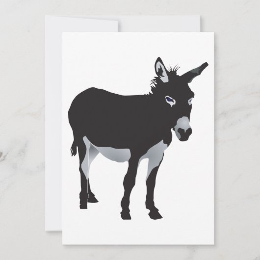 ロバはっきりしたーシルエットファーム動物 招待状 (正面)