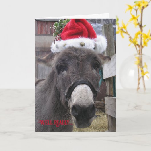 「ロバはサンタに最適！」 カード (黄色い花)