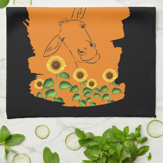 ロバひまわり キッチンタオル (折り畳み)