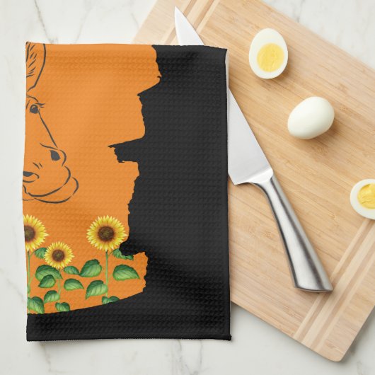 ロバひまわり キッチンタオル (四つ折り)