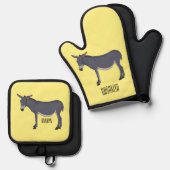 ロバイラストレーション 鍋つかみ&鍋敷きセット (正面/裏面)