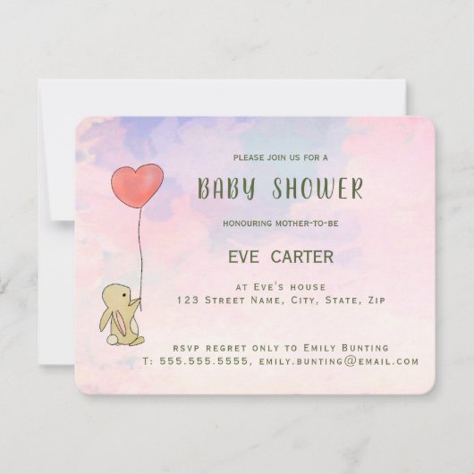 ロバニー – ハートバルーン 招待状 (正面)