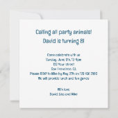 ロバパーティー動物，ロバの誕生日の招待 招待状 (裏面)