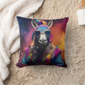 ロバファンキーーブルー眼鏡 クッション (ブランケット)