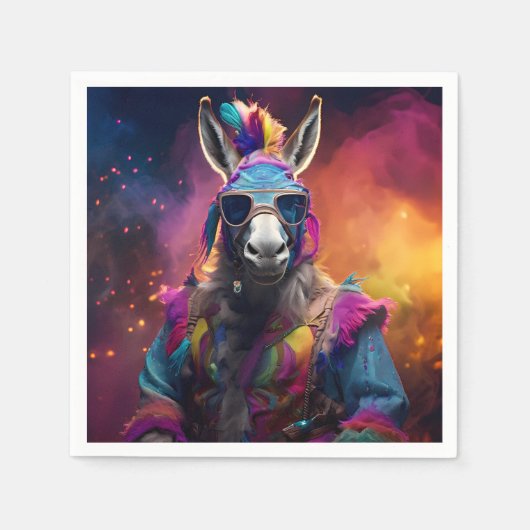 ロバファンキーーブルー眼鏡 スタンダードカクテルナプキン (正面)