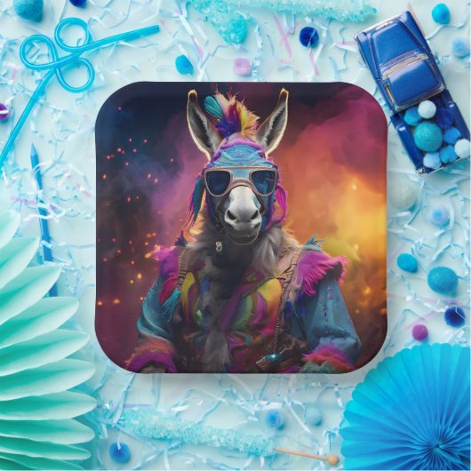 ロバファンキーーブルー眼鏡 ペーパープレート (パーティー)