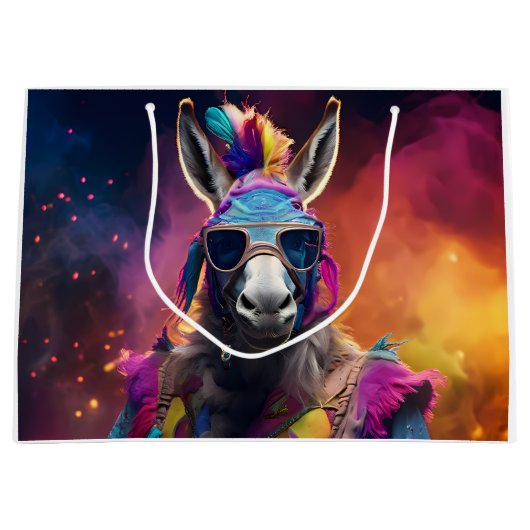 ロバファンキーーブルー眼鏡 ラージペーパーバッグ (正面)