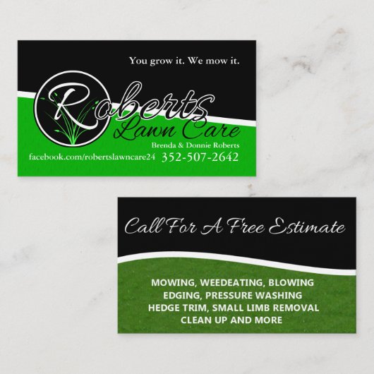 ロバーツの芝生の心配 名刺 (正面/裏面)