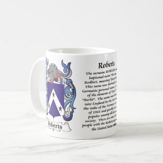 ロバーツ家族の紋章付き外衣マグ コーヒーマグカップ (正面左)