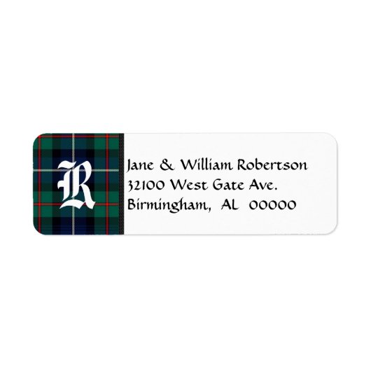 ロバートソンタータンチェックプレイドモノグラム住所 シール (正面)