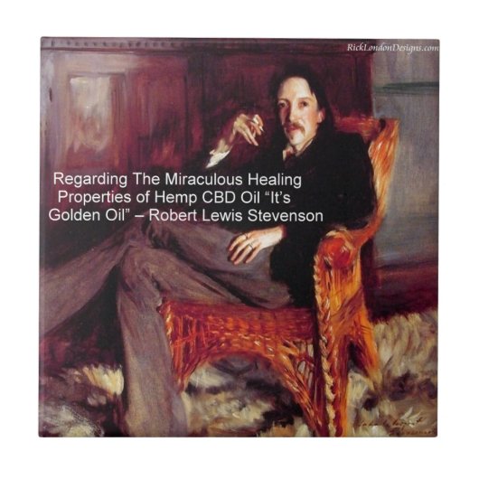 ロバートルイスティーブンソン&引用文CBDはゴールデン油 タイル (正面)