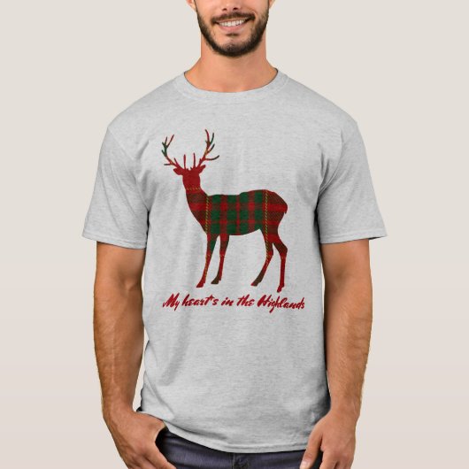 ロバート・バーンズの引用文の一族のカメロンのタータンチェックの雄鹿 Tシャツ (正面)