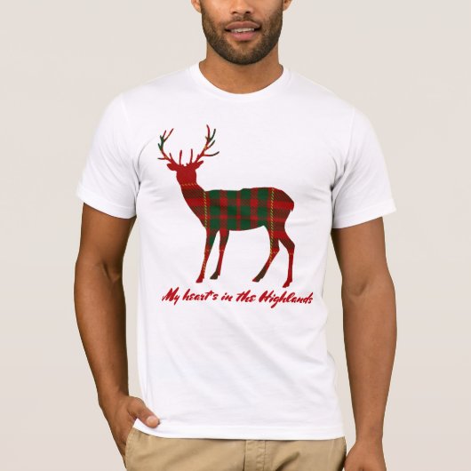 ロバート・バーンズの引用文の一族のカメロンのタータンチェックの雄鹿 Tシャツ (正面)
